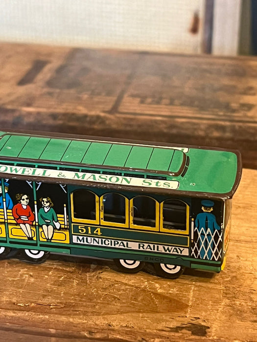 Vintage Tin Toy Train Trolley Car Powell & Mason Sts. Municipal Railway 514