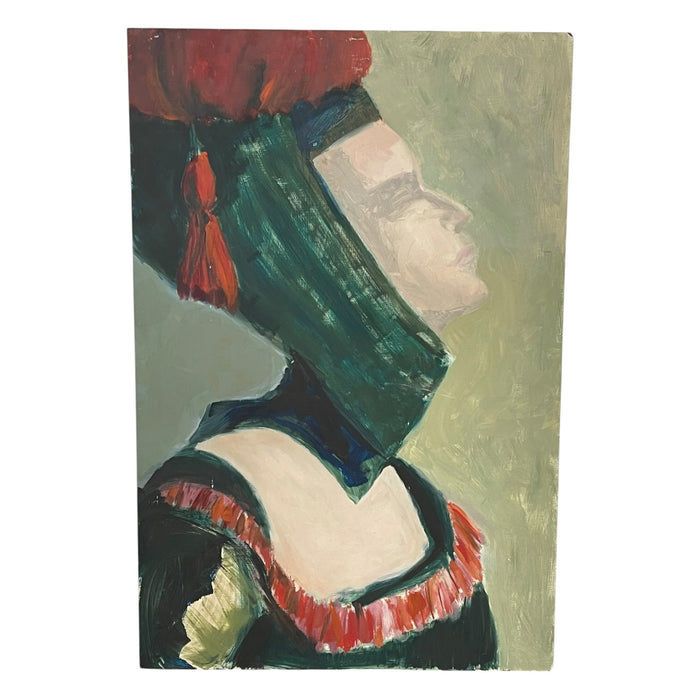 Portrait of a Woman from the Medieval age by Olga Prell Abstract Painting on Board.