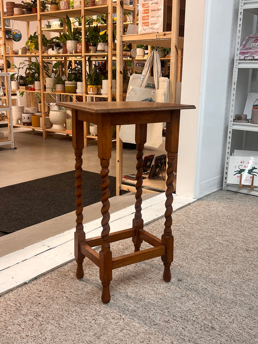 Antique English Barley Twist  Oak Wood Accent End Table Stand UK Import