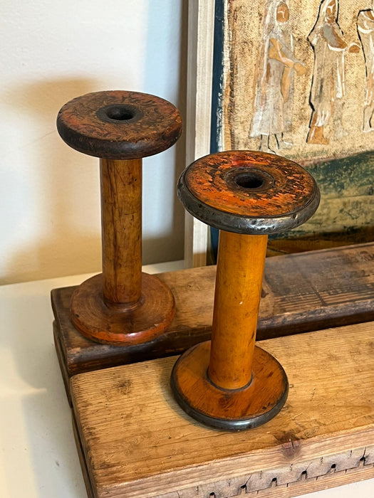 pair of vintage wooden spools ( Online Purchase Only )