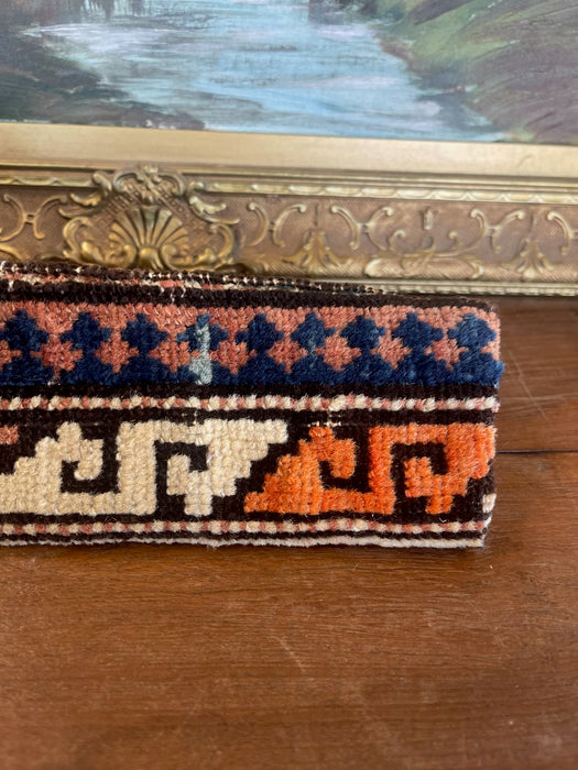 Vintage Handwoven Kilim Textile Pencil/Tool Pouch with Geometric Tribal Motifs.