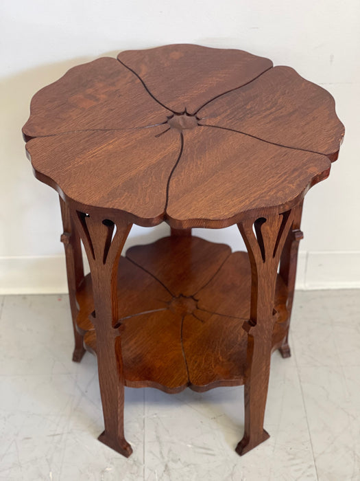 Delicately Designed Antique Gustave Stickley Poppy Table With Floral Motif (Available by online purchase Only)