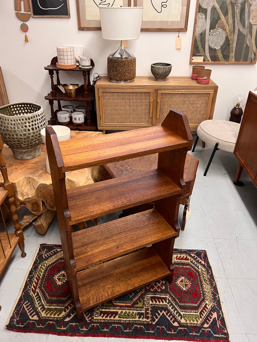 Vintage Mahogany Solid Wood Open Bookshelf in Arts and Crafty Style