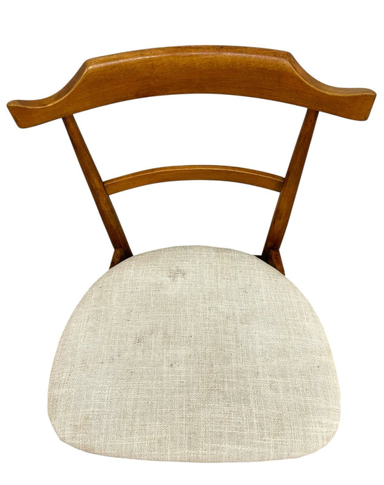 Vintage Mid-Century Modern Dining Chair in the Style of Milo Baughman - Upholstered Seat & Sculpted Wood Back