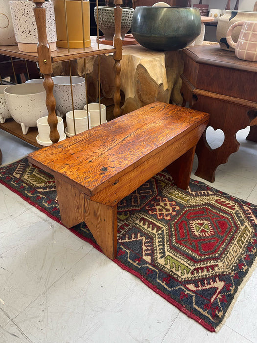 Vintage Handmade Primitive Arts and Crafts Style Wooden Petite Bench.