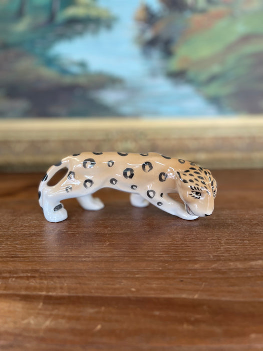 Vintage Erphila Germany Porcelain Leopard Figurine with Hand-Painted Details