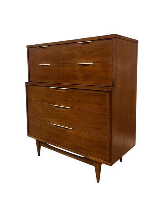 Vintage Mid Century Modern Solid Walnut 9 Drawer Dresser and a 5 Drawer Chest Set by Kent Coffey.