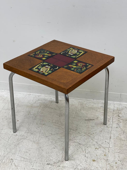 Vintage Mid Century Modern Accent Table with Tile top