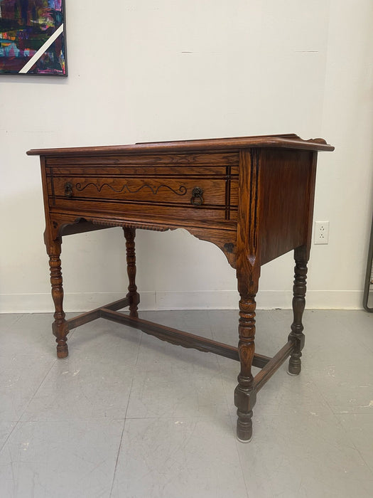 Vintage Early American Style Two Piece Hutch and Console Table.