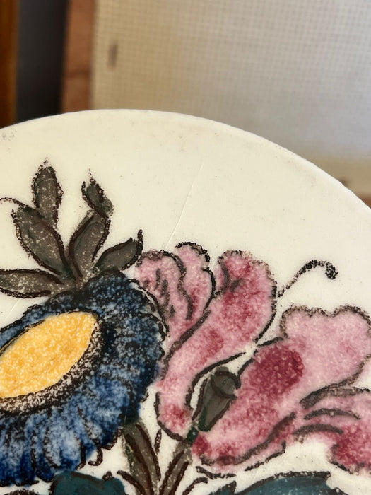 Vintage Hand Painted Round Floral Ceramic Tile Coaster.(online purchase only)