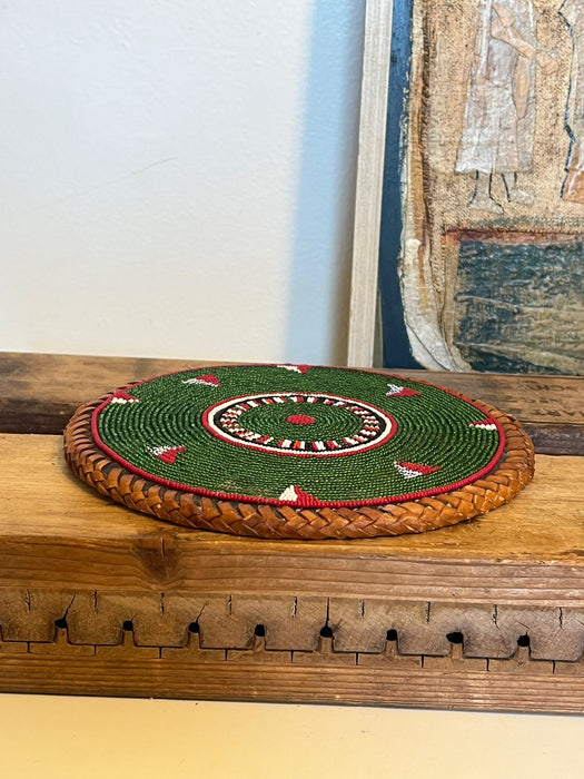 Vintage Woven Beaded placement coaster Decor.