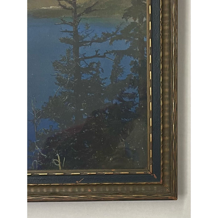 Vintage Original Signed and Framed Artwork of Forest Lake Landscape