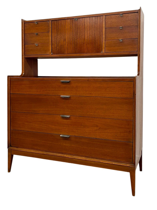 Vintage Cavalier Mid Century Modern Highboy Dresser Cabinet.