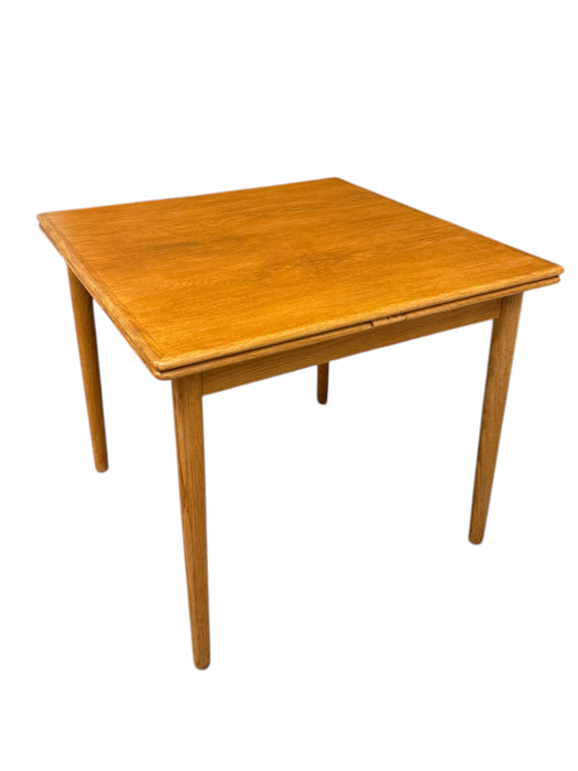 Vintage Danish Mid Century Modern Oak Dining Table With Two Pull Out Leaves