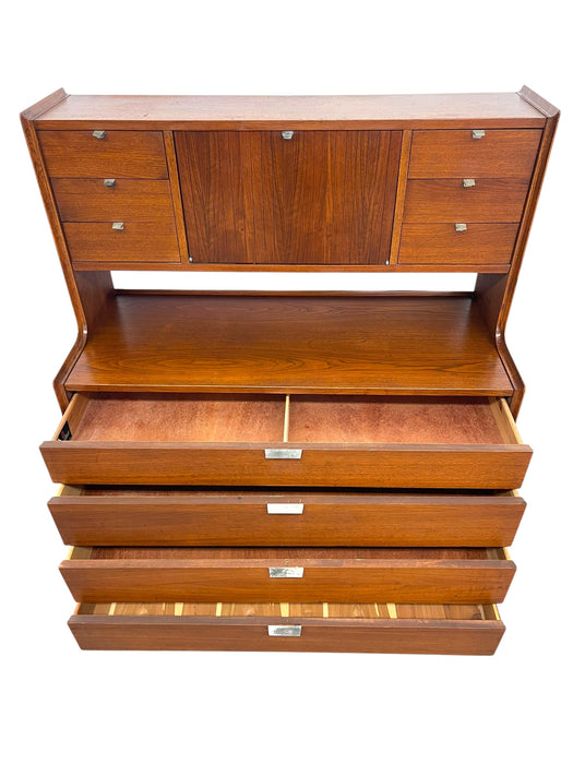 Vintage Cavalier Mid Century Modern Highboy Dresser Cabinet.