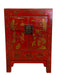 Chinese Red Cabinet with Gilt Figural and Dragon Motifs