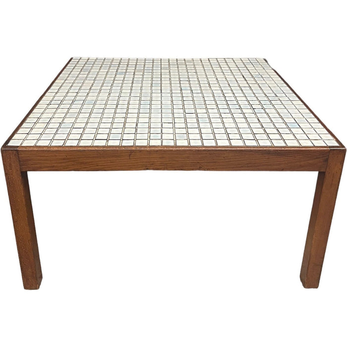 Vintage Mid Century Modern Walnut Table With Tile Top