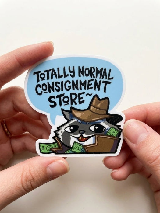 Totally Normal Consignment Raccoon Die-Cut Sticker