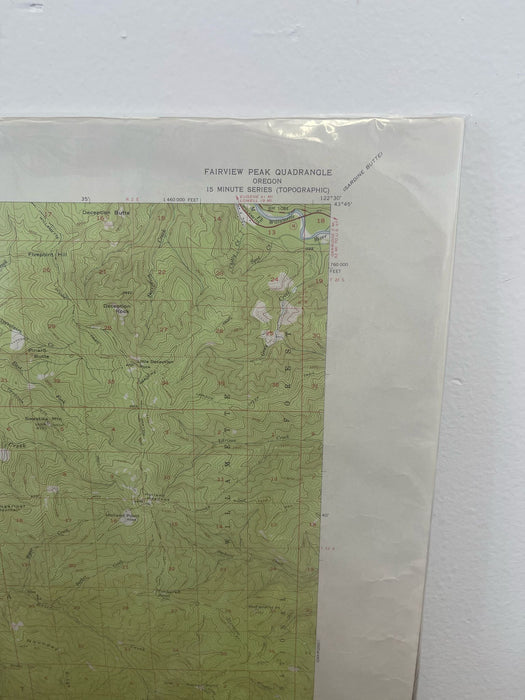 Vintage Central Oregon Geological Topographical State Map.Circa 1955.