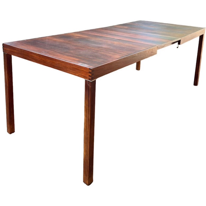 Vintage Danish Mid Century Modern Rosewood Dining Table Parsons with Extension Leaf (Available for Online Purchase Only)