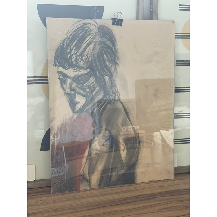 Vintage Abstract Figure Drawing on Paper