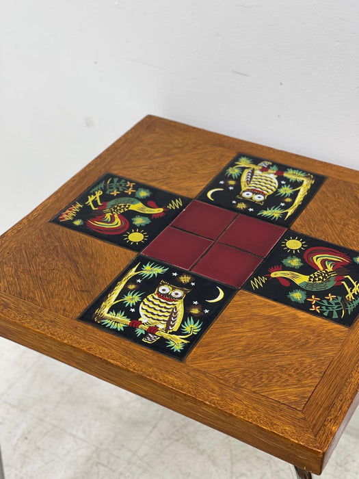 Vintage Mid Century Modern Accent Table with Tile top