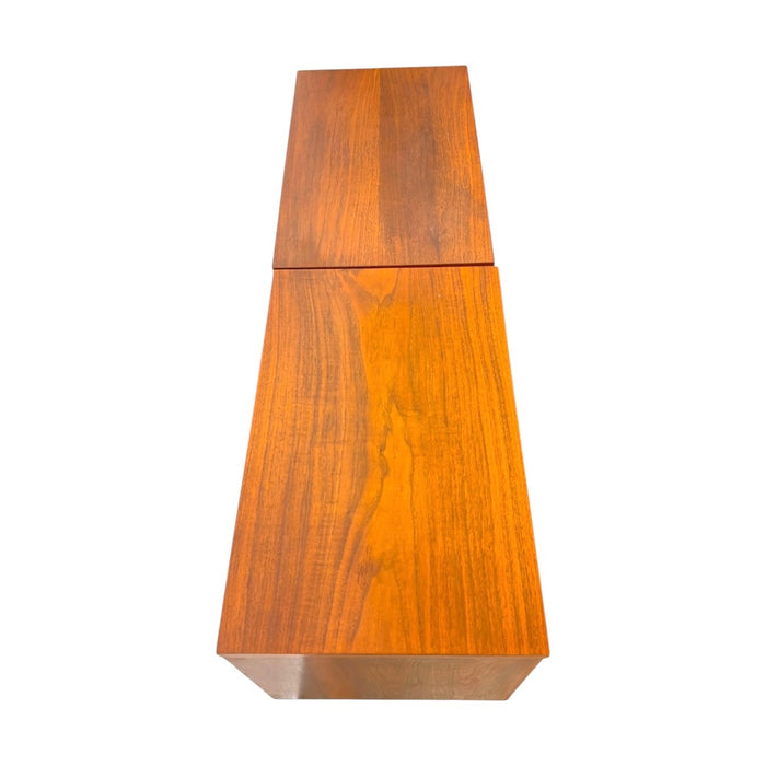 Vintage Mid-Century Modern End Table Set With Diamond Parquet Accent Inlay and Dovetailed Drawers