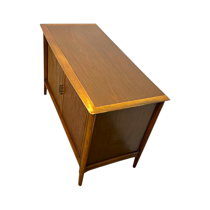 Vintage Mid-Century Modern Walnut Tambour Door Credenza / Media Console