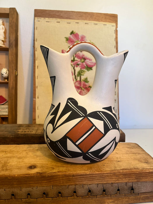 Vintage Signed Native American Pueblo Styled Pottery Wedding Vase.(Available by Online Purchase Only)