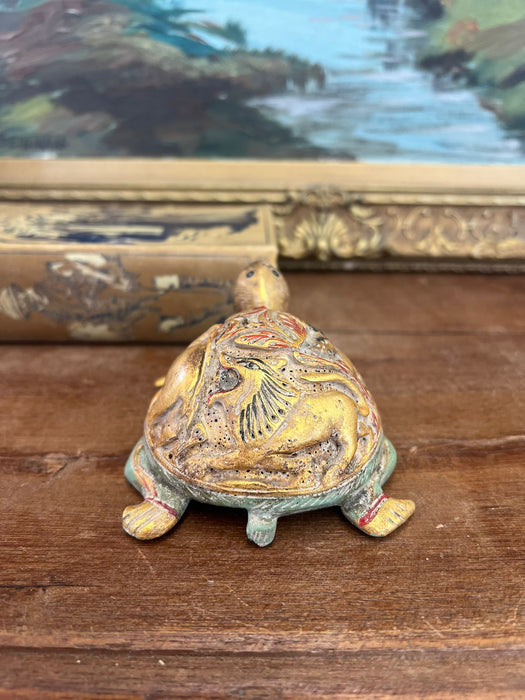 Vintage Hand carved and hand painted wooden Turtle Figurine.