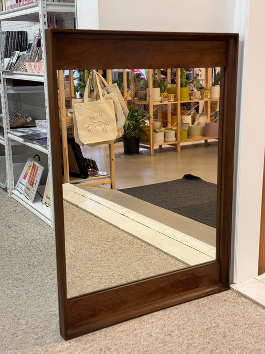 Vintage Mid Century Modern Walnut Wood Mirror by Stanley Furniture