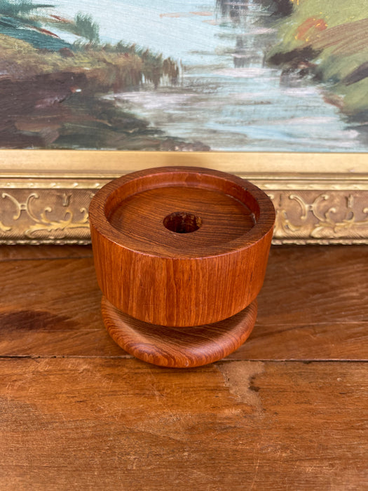 Vintage Kalmar Teak Wood Candle Holder or Vessel Base, Made in Thailand