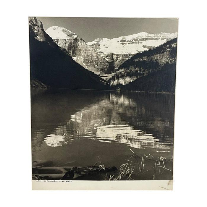 Vintage Black and White Photograph of Lake Louise & Victoria Glacier, Alberta, Canada