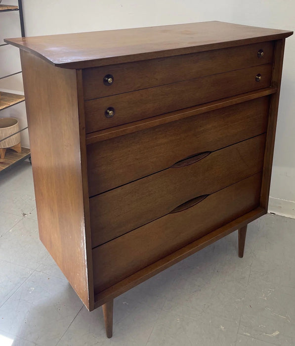 Vintage Mid Century Modern Solid Walnut 4-Drawer and 9-Drawer Dresser Set Dovetailed Drawers by Bassett Furniture