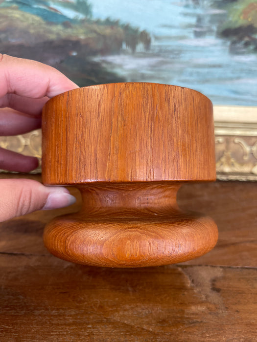 Vintage Kalmar Teak Wood Candle Holder or Vessel Base, Made in Thailand