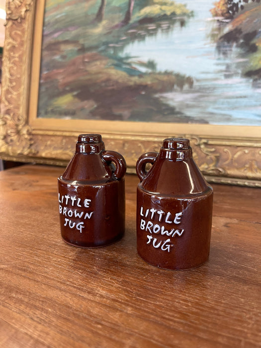 Mid-Century Ceramic "Little Brown Jug" Salt and Pepper Shakers - Japan