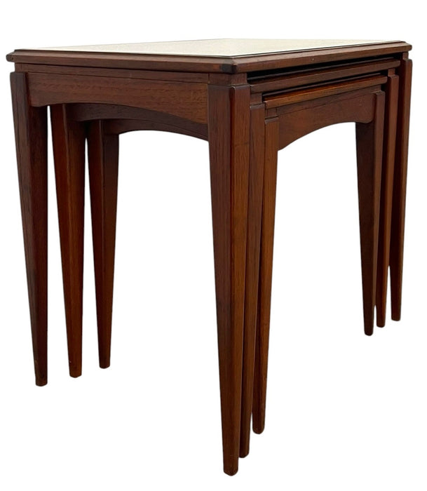 mid century Modern Nesting Table with Removable Glass Tops, Set of Three