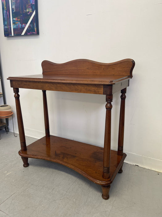 Antique Wooden Console Side Table With Turned Legs.