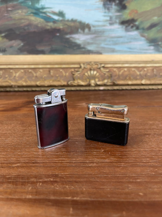Pair of Vintage Tabletop Lighters - Art Deco CMC Continental and Mid-Century Prince Lighter Japan.