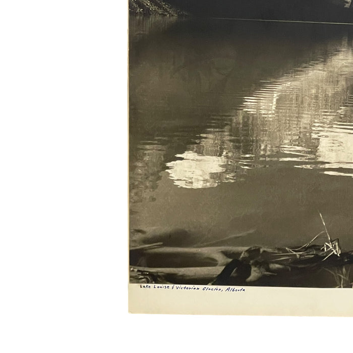 Vintage Black and White Photograph of Lake Louise & Victoria Glacier, Alberta, Canada