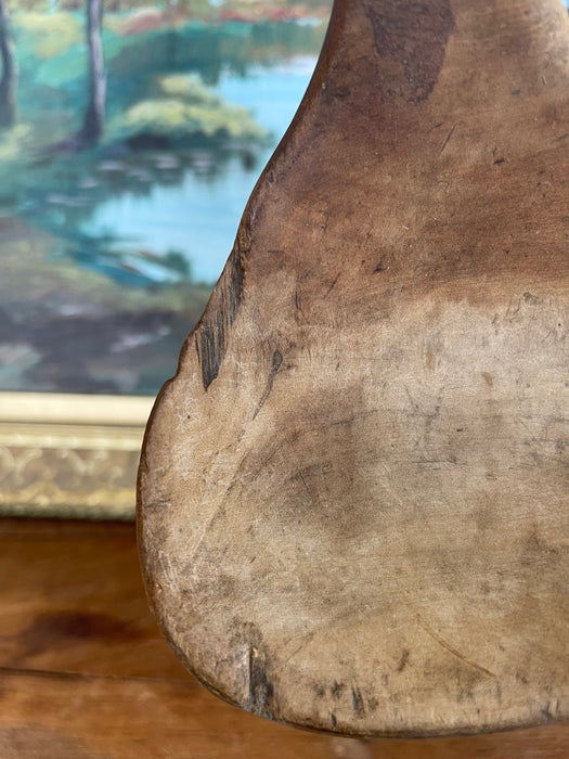 Antique 19th Century Hand-Carved Decorative Wooden Ladle Spoon with Sculptural Curved Handle.
