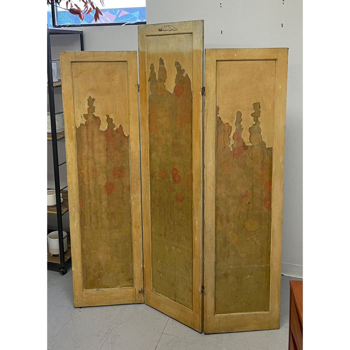 Vintage Room Divider With Floral Motif