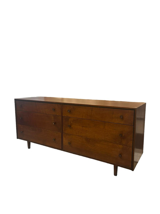 Vintage Mid Century Modern Six Drawer Lowboy Dresser.