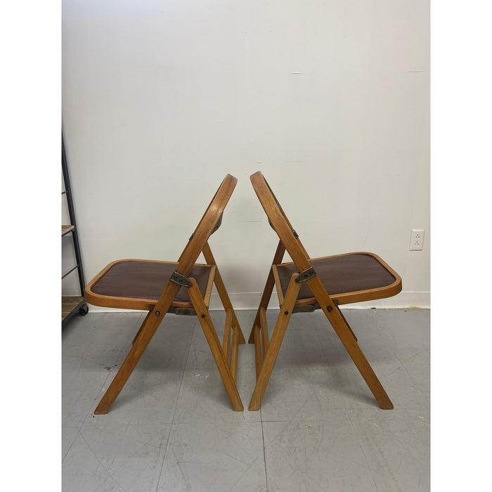 Vintage Clarin Manufacturing Company  Folding Chairs With Wooden Frame Set of 2