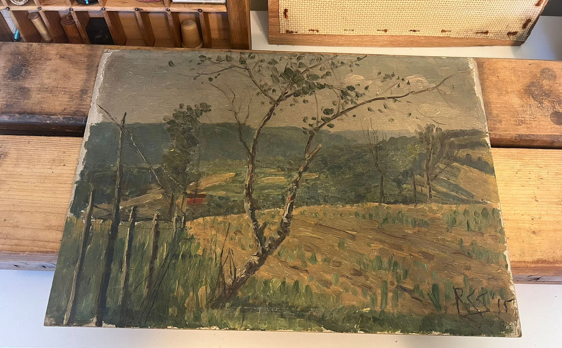 Hand painted and signed Landscape painting, possibly Antique.￼(Available by Online Purchase Only)