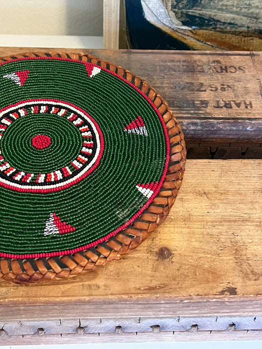 Vintage Woven Beaded placement coaster Decor.