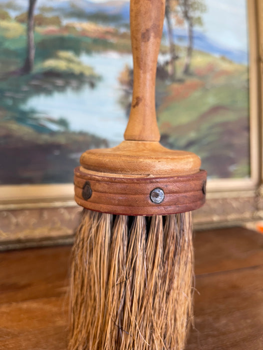 Handcrafted Whisk Broom with Turned Wood Handle and Natural bristles