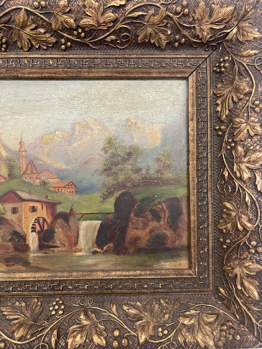 Vintage Original Landscape Painting in Ornate Frame.