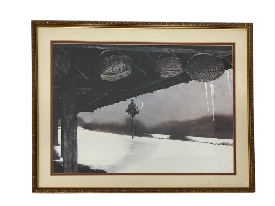 Andrew Wyeth "Crescent" Framed Print with Christmas Tree and Crescent Moon