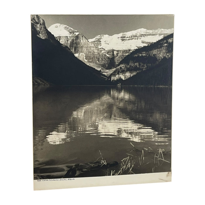 Vintage Black and White Photograph of Lake Louise & Victoria Glacier, Alberta, Canada